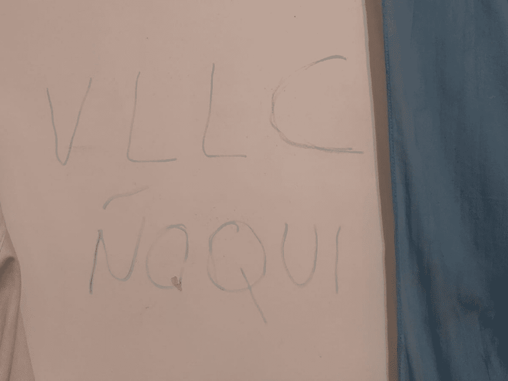 The assailants who attacked Sabrina for her political views, vandalized her home with the letters VLLC (Viva la Libertad Carajo), a phrase associated with the controversial new President Javier Milei's. | Photo courtesy of Sabrina Gabrielle Melo Bölke